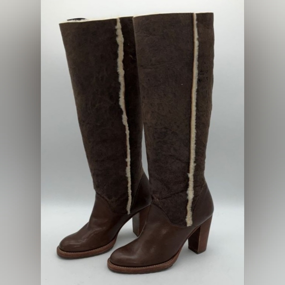 Michael Kors MK Shearling Fleece Brown Leather Women's Boots 6.5 - Picture 4 of 7